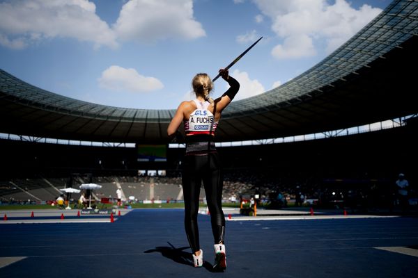 Annika Marie Fuchs (SC Potsdam) im Speerwurf waehrend der deutschen Leichtathletik-Meisterschaften im Olympiastadion am 26.06.2022 in Berlin